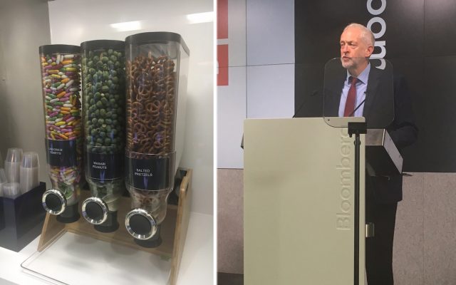 A sweet dispenser and Jeremy Corbyn